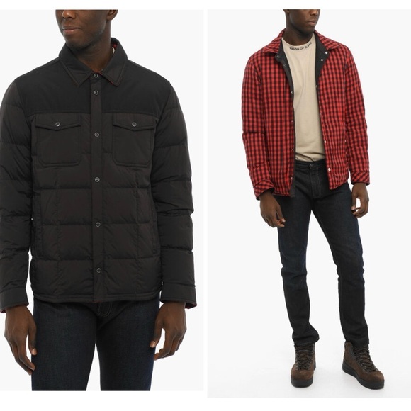 WOOLRICH Reversible Puffer Jacket Men S Buffalo Checked Goose Down Feathers Snap